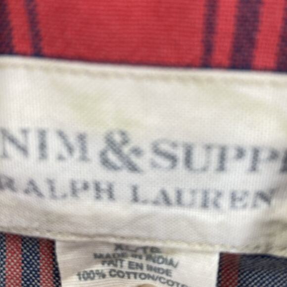 Denim & Supply Ralph Lauren plaid button down worn look discontinued size XL red - Picture 9 of 9